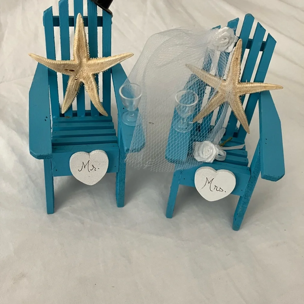 Blue Adirondack Chair Wedding Cake Topper set